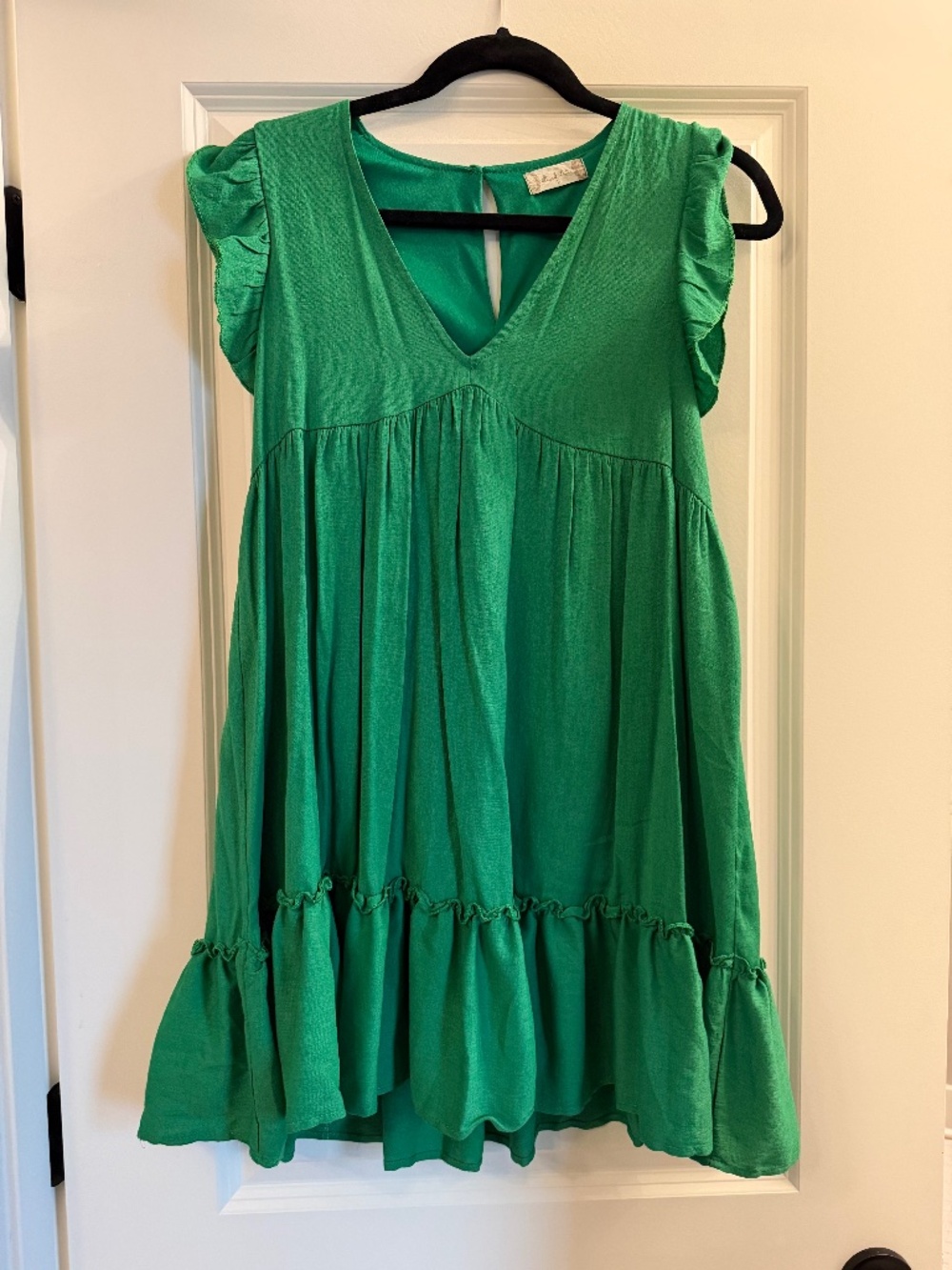 Altar'd State Emerald Green Babydoll Dress Ruffle Sleeve (S)